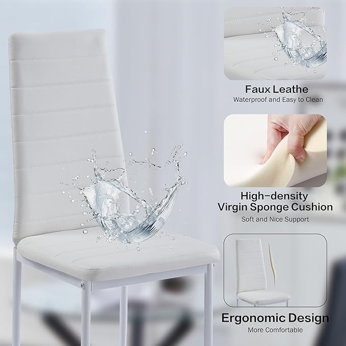 PU Dining Chairs Set of 4, Modern Kitchen & Dining Room Chairs Faux Leath...