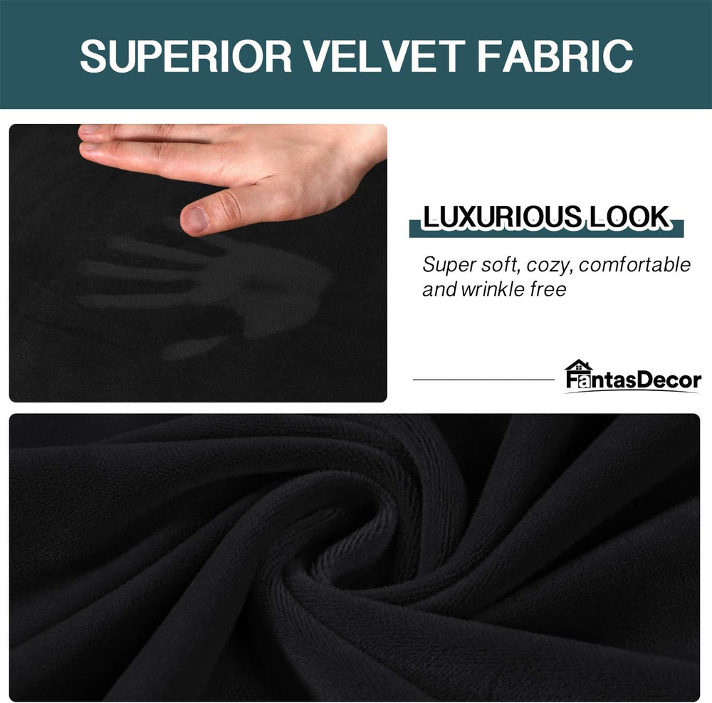 FantasDecor 4 Piece Sofa Velvet Couch Covers for 3 Cushion Stretch Slipcover ...