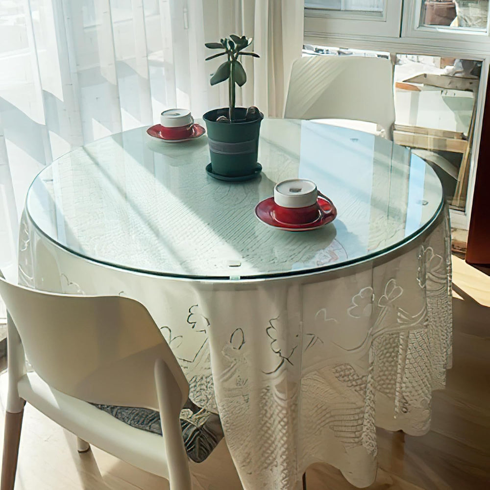 TesNus 40" Clear Round Glass Table Top, 2/5" Thick Tempered Glass T...