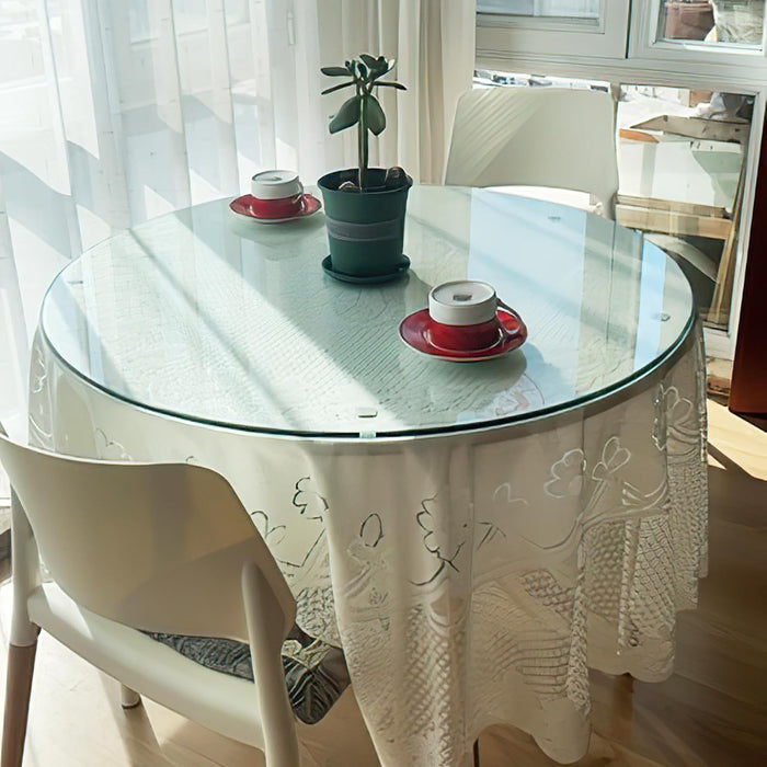 TesNus 40" Clear Round Glass Table Top, 2/5" Thick Tempered Glass Tabletop with Pencil Polished Edge, Tempered Circle Table Top for Tabletop Protectors