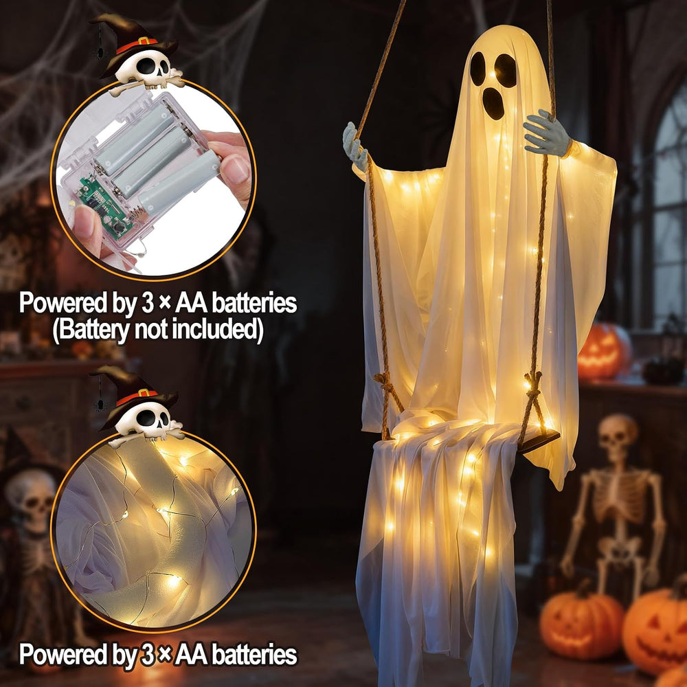 Halloween Decorations Outdoor,4.8FT Hanging Swing Ghost for Yard and Porch
