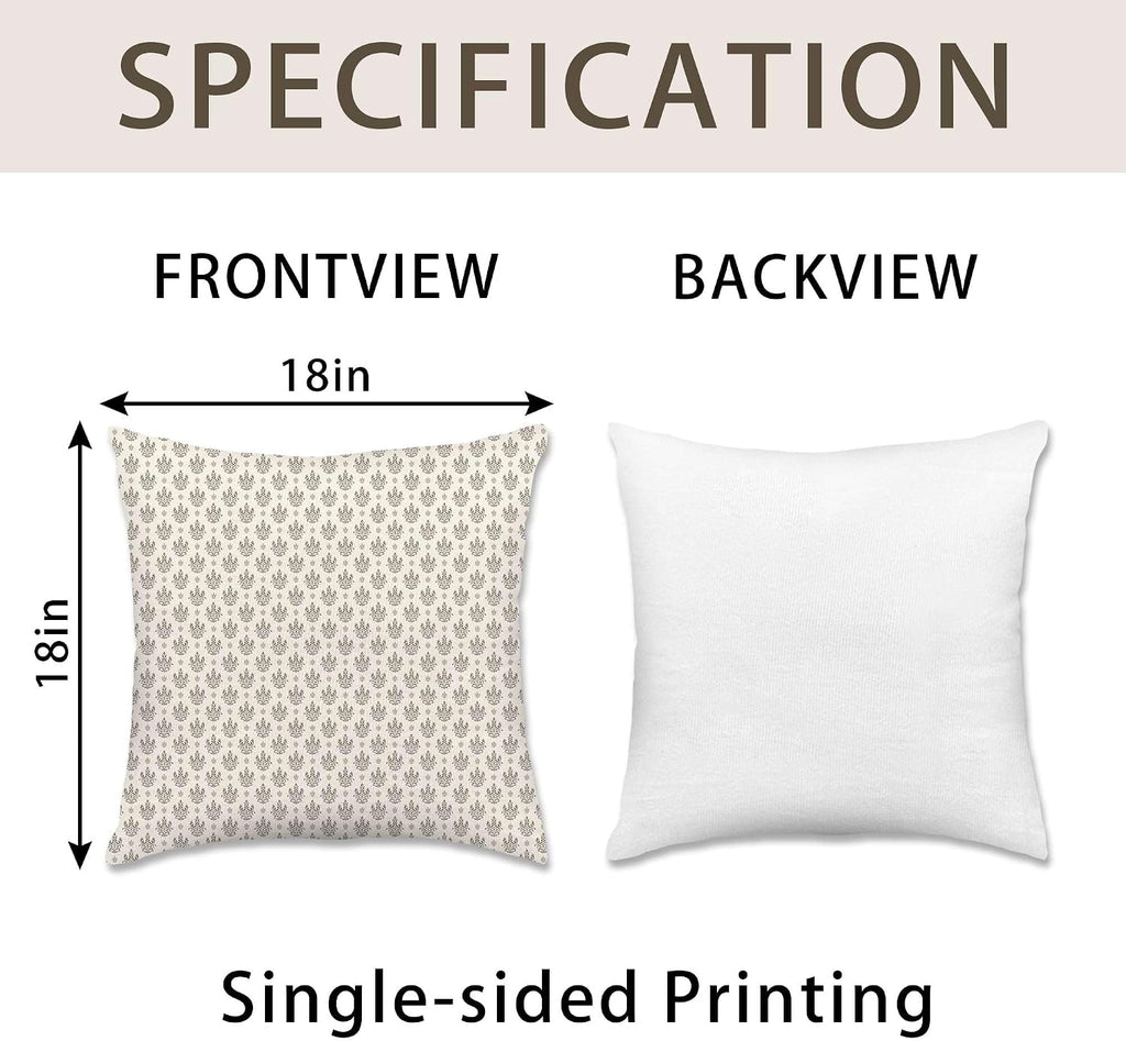 Hexagram Floral Pillow Covers 18x18, Vintage Taupe Throw Pillow Covers | Light Taupe, Set of 2, Farmhouse Neutral Decorative for Couch Pillows, Home Decor, Living Room, Bedroom, No Insert