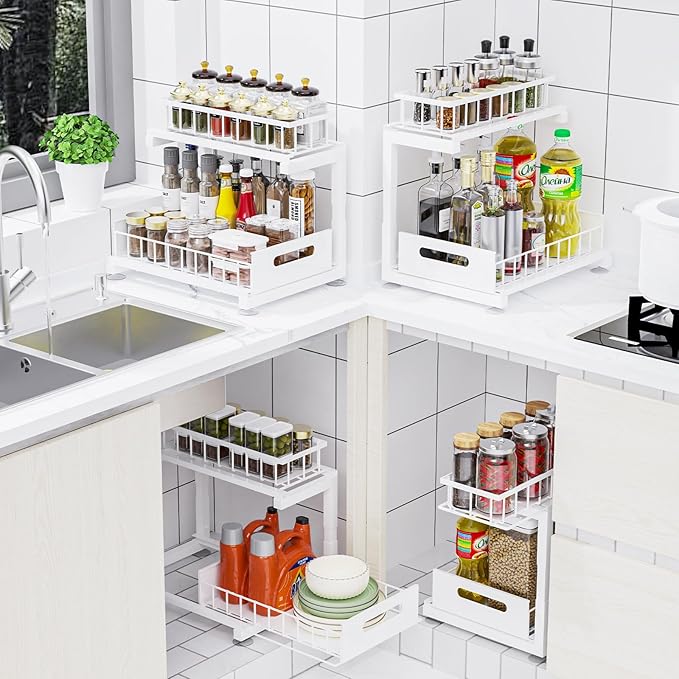 Under Sink Organizer, Heavy Duty Metal Pull Out Cabinet Organizer Slide Out - Image 3