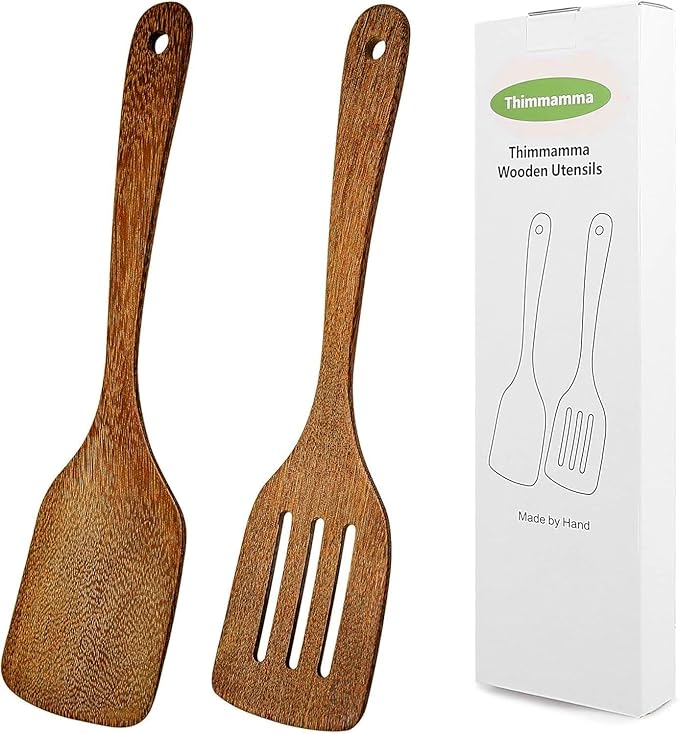Wooden Spatula for Cooking 12 Inches Wood Spatula Slotted Turner Cooking by Thimmamma