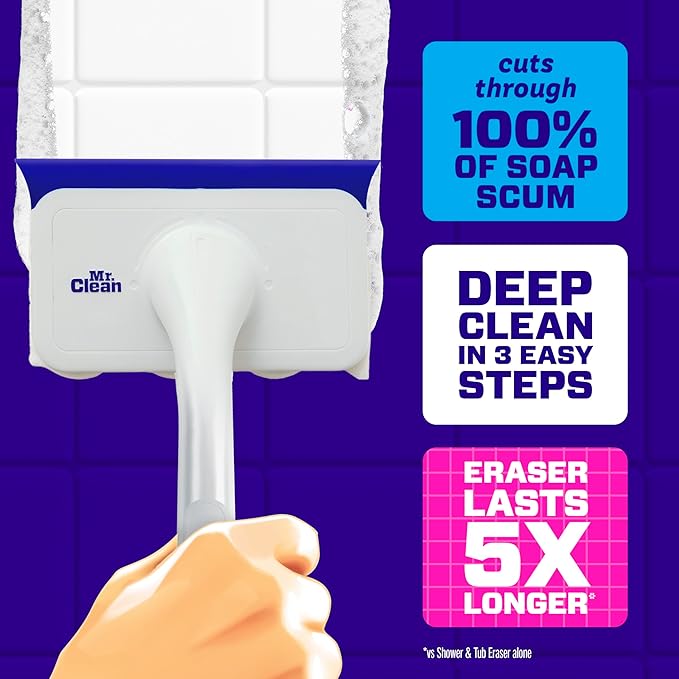 Mr. Clean Magic Eraser Shower & Tub Scrubber, Bathroom Cleaner, All in One - Image 3