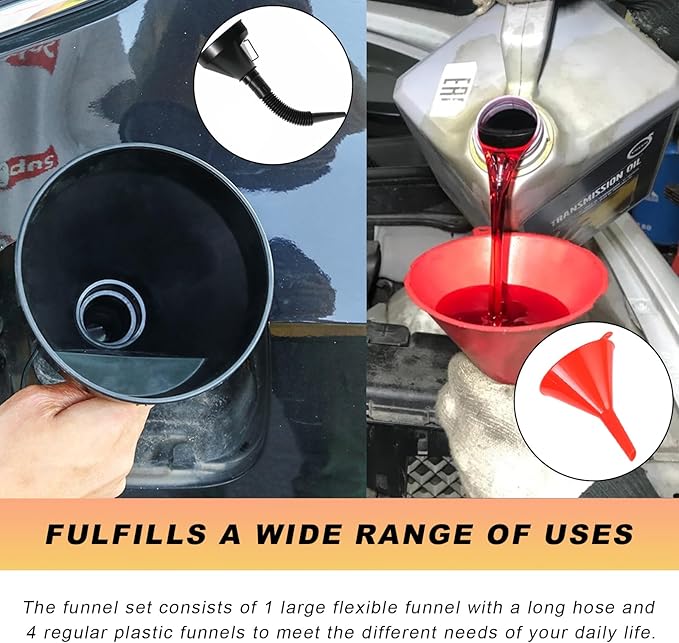 5PCS Wide Mouth Oil Funnel, Plastic Wide Mouth Flexible Fuel Funnel - Image 6