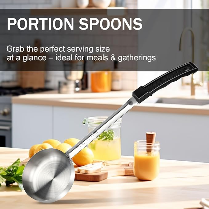 6 Ounce Solid Stainless Steel Portion Control Ladle Spoon - Image 7