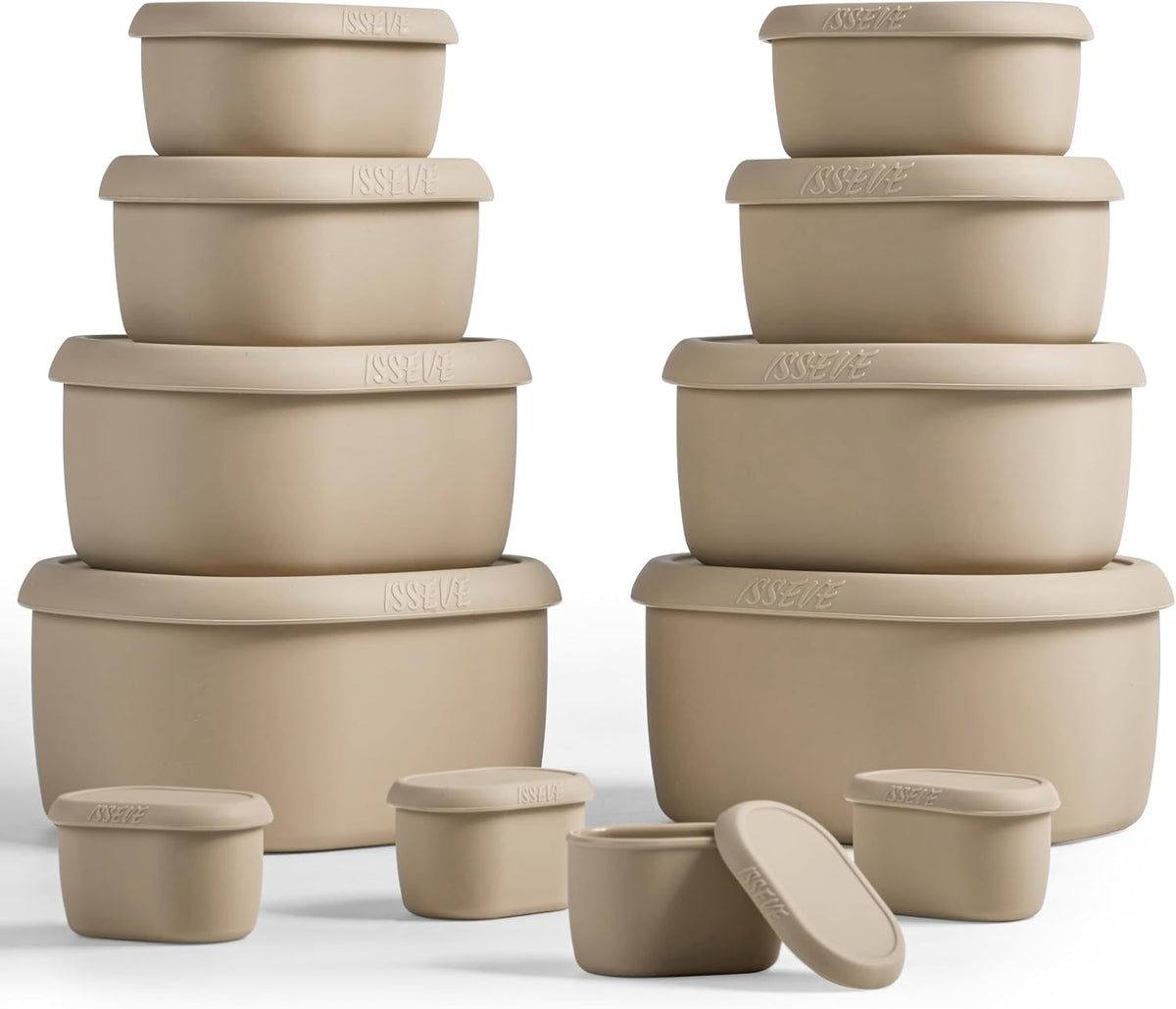 ISSEVE 12Pcs/Set Nesting Silicone Food Storage Containers