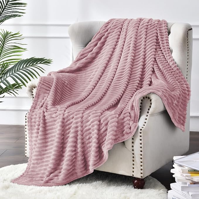BEDELITE Fleece Throw Blanket for Couch – 3D Ribbed Jacquard Soft and Warm - Image 7