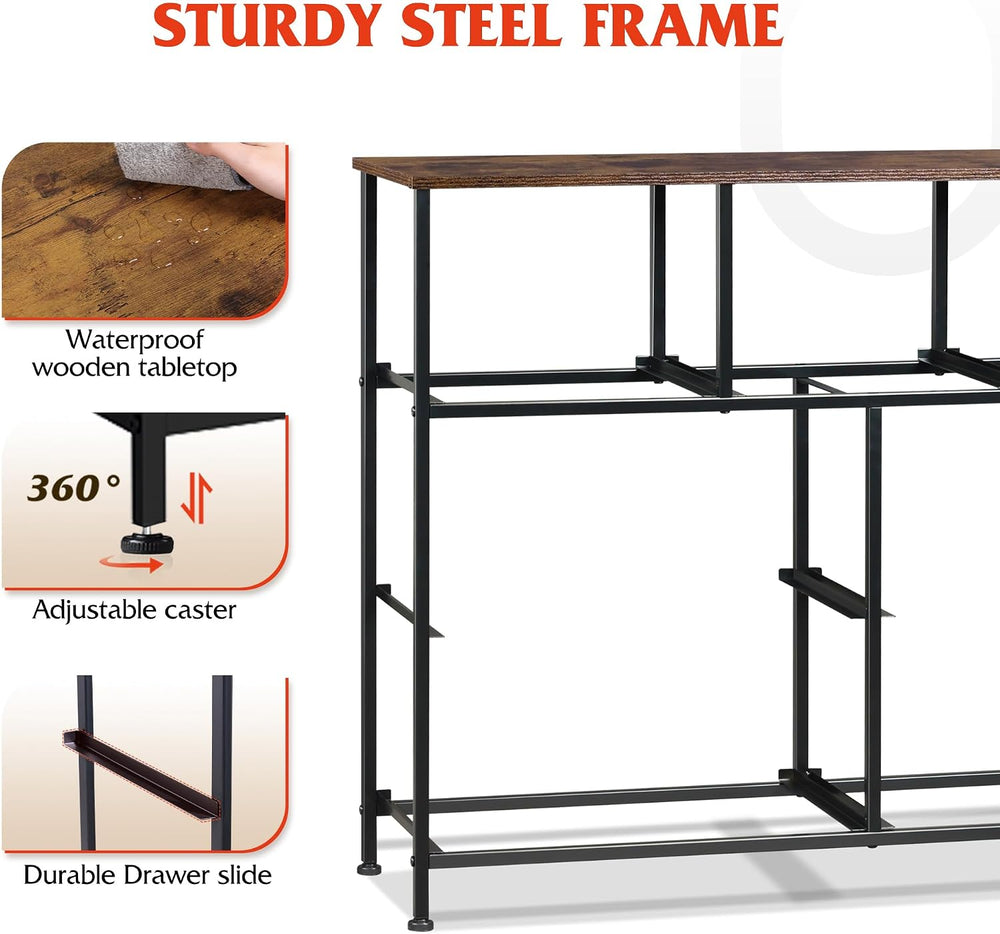 WLIVE Dresser for Bedroom, 7 Drawers, TV Stand, Rustic Brown