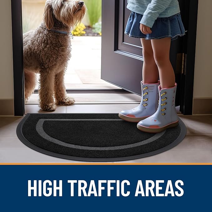 OLANLY Half Circle Door Mat Indoor Outdoor Entrance Welcome, Waterproof - Image 7