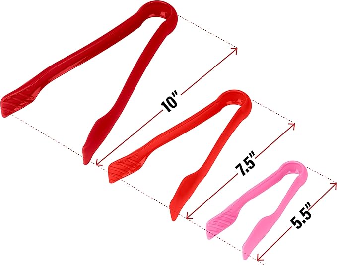 DecorRack 3 Pcs 6” x 8” x 10” Multi Colored Plastic Tong Set, 3 Pack Durable - Image 2