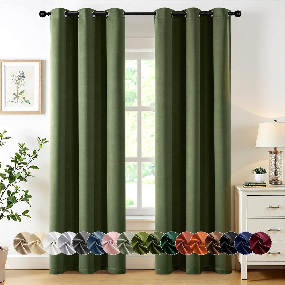 MIULEE Blackout Curtains for Bedroom 2 Panels 40 x 72 Inch Long Olive Green