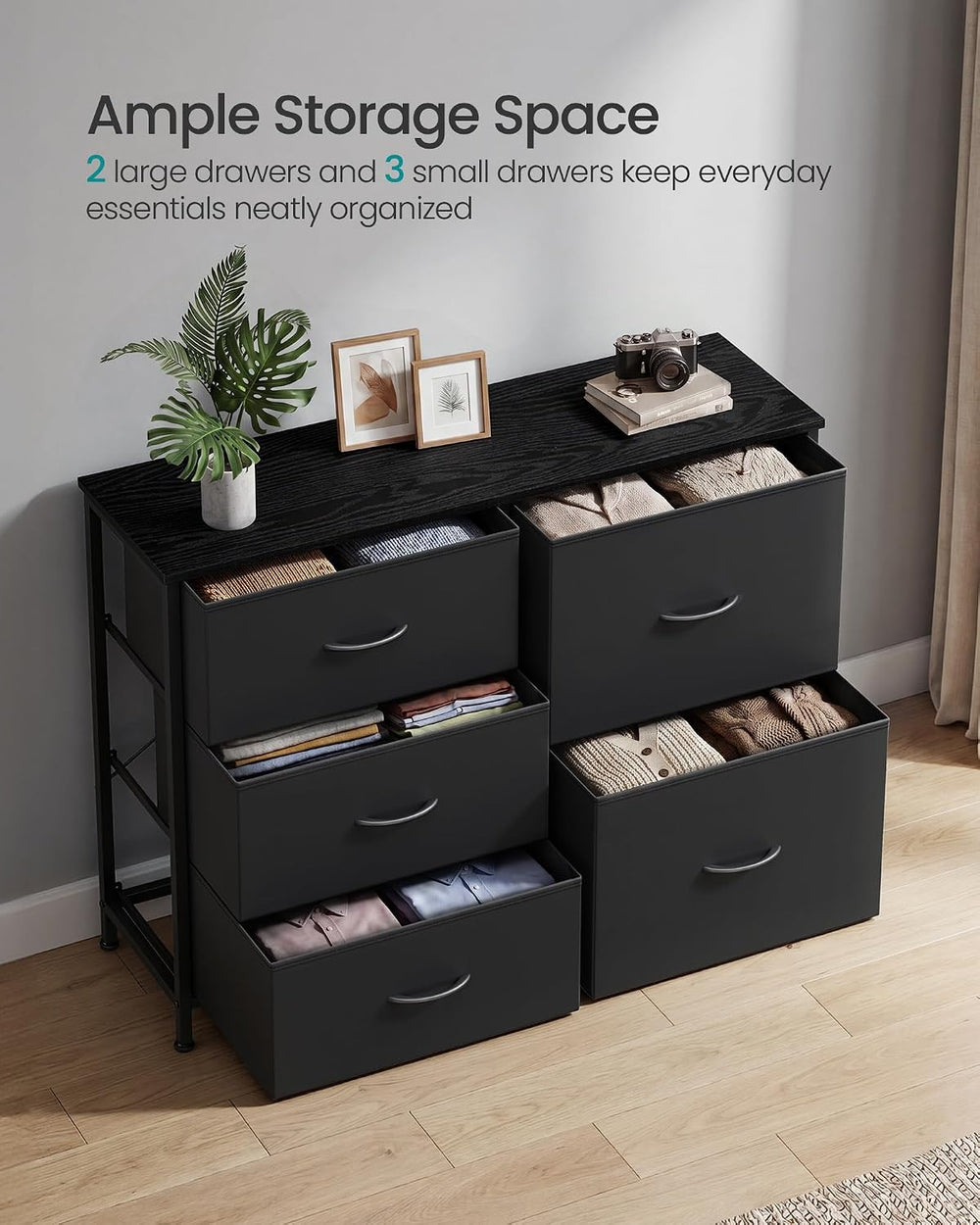 SONGMICS Dresser for Bedroom, Wide Dresser for Closet with 5 Fabric Drawers