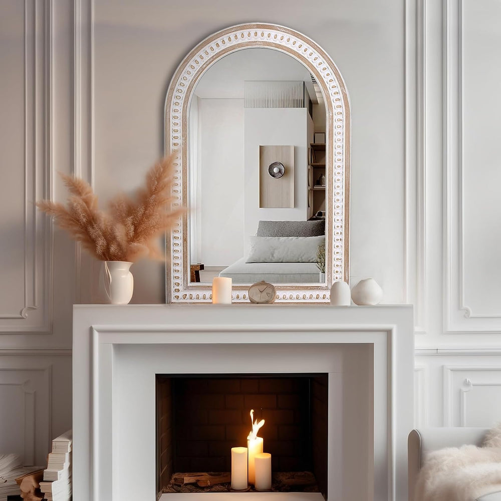 36x24 Inch Arched Wall Mirror, Rustic Farmhouse Arch Mirror for Bathroom