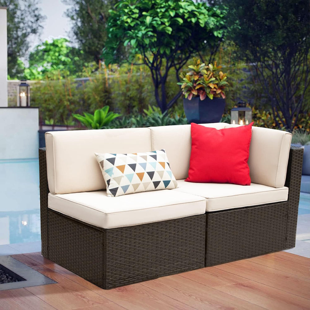 Devoko Patio Furniture Sofa Sets Outdoor All-Weather Sectional Corner Sofa an...