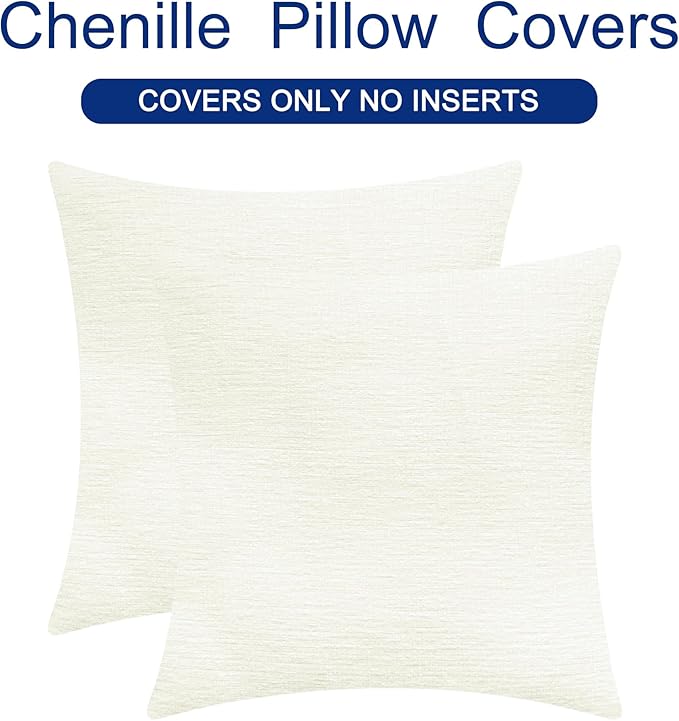 CaliTime Throw Pillow Covers Decorative 18 X 18 Inches Pack of 2 Cozy Chenille - Image 6