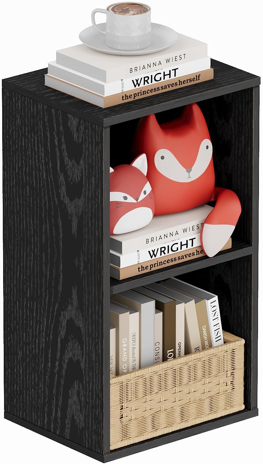 Book Shelf, Wooden Cube Storage Organizer with 11" Open Cubes, Stackable...