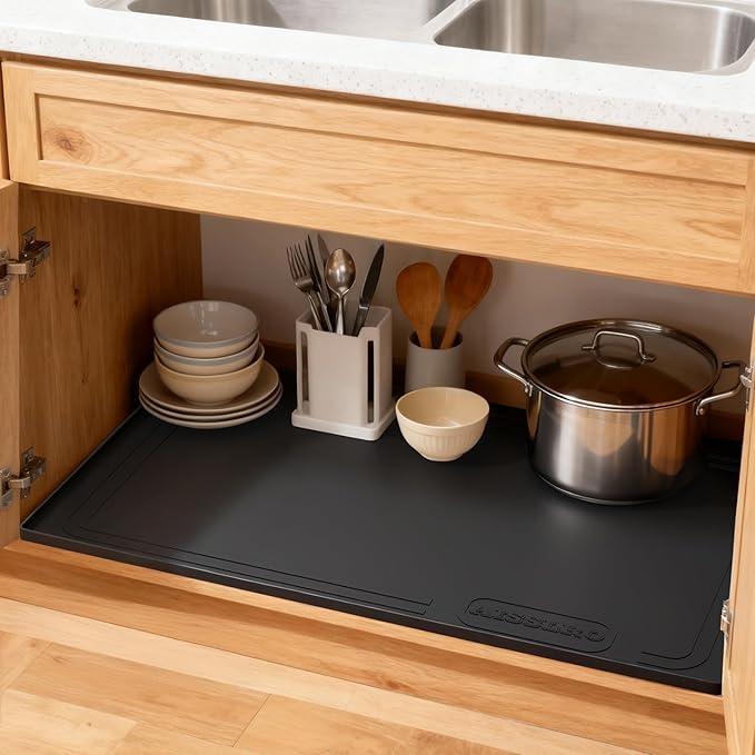Aisslro Under Sink Mat 28" X 19", Waterproof Silicone Under Sink Mats - Image 6