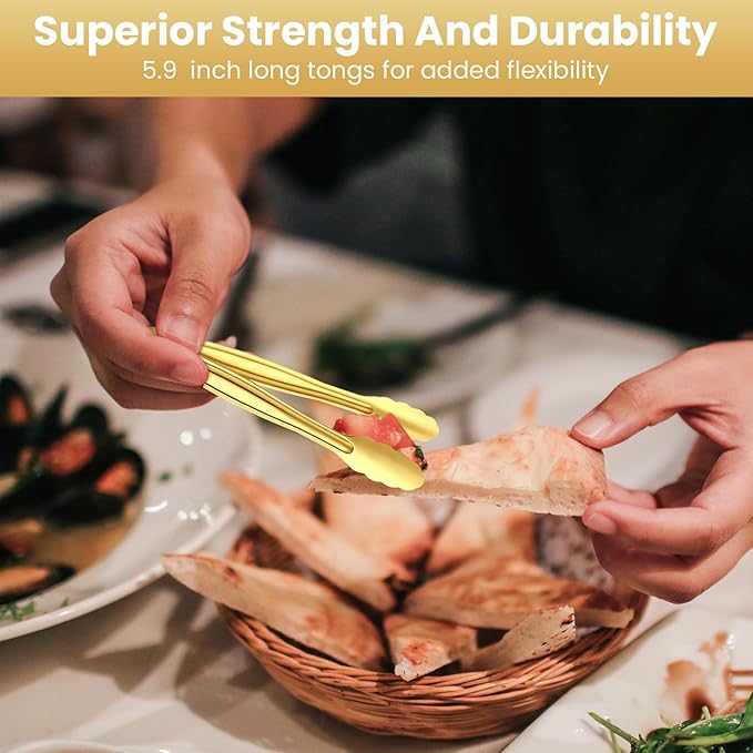 CHENGU 12 Pack Stainless Steel Kitchen Tongs 4/6/6 Inches Food Serving Clip - Image 6