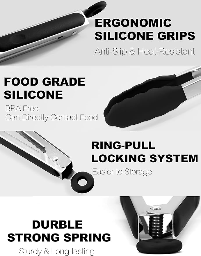 Anaeat Non-Stick Silicone Locking Tong - Image 5