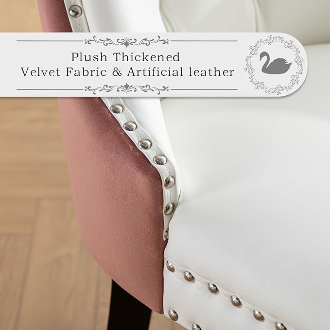 Leather Upholstered Dining Chairs Set of 4, Modern Style Kitchen Side Chairs ...
