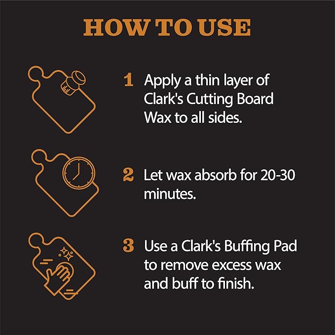 CLARK’S Cutting Board Oil and Wax Kit – Includes Food Grade Mineral Oil - Image 8