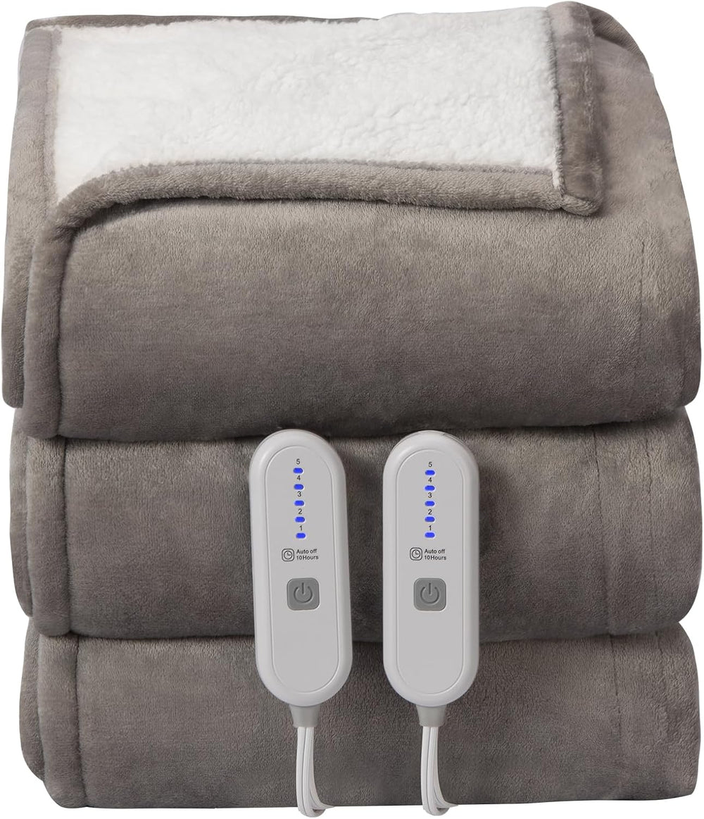 Heated Blanket Queen Size Dual Control Electric Blanket Queen, Grey