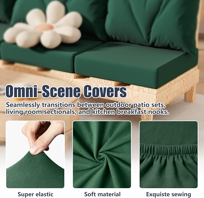 8Pcs Stretch Patio Cushion Covers, Outdoor Couch & Sofa Replacement Slipcovers - Image 4