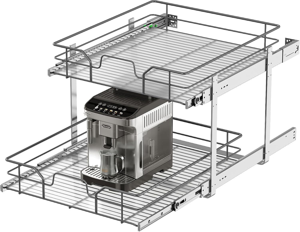 2-Tier Pull Out Cabinet Organizer, Soft Close Cabinet Slide Out Shelves