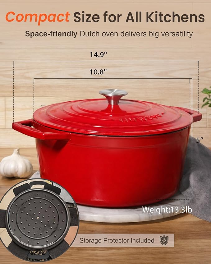Nuwave 6QT Healthy Enameled Cast Iron Dutch Oven Pot - Image 9