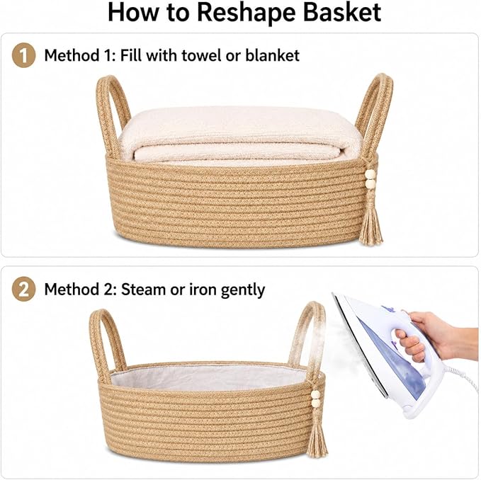 ABenkle Small Storage Basket, Jute Rope Woven Toilet Paper Tray Organizer - Image 8