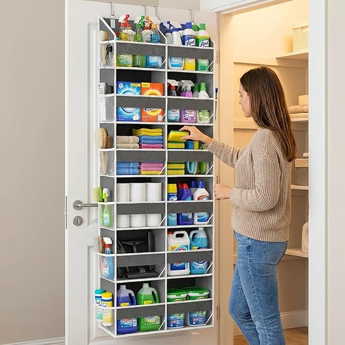 Over the Door Organizer 6 Tiers, Extra Large Behind Door Storage of 12 - Image 6