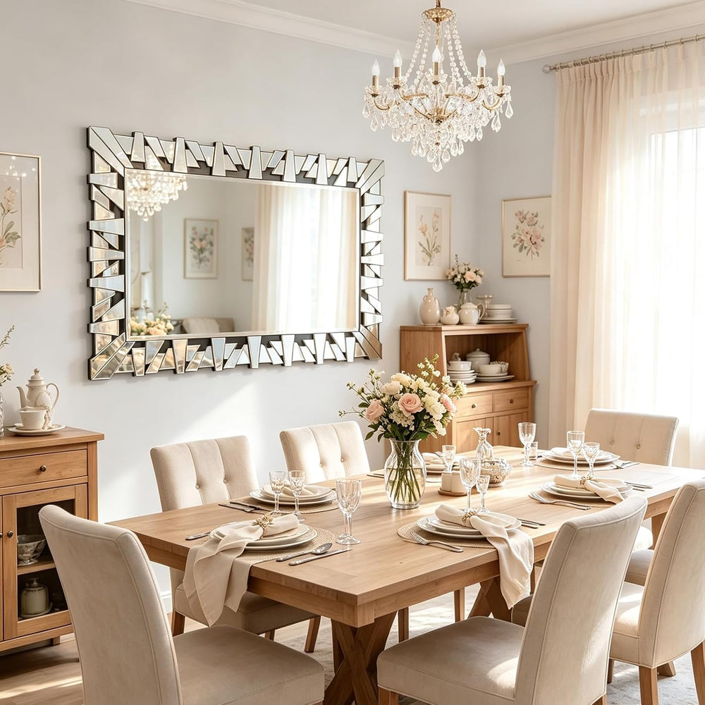 40" x 28" Large Wall Mirror with Glass Frame for Living Room