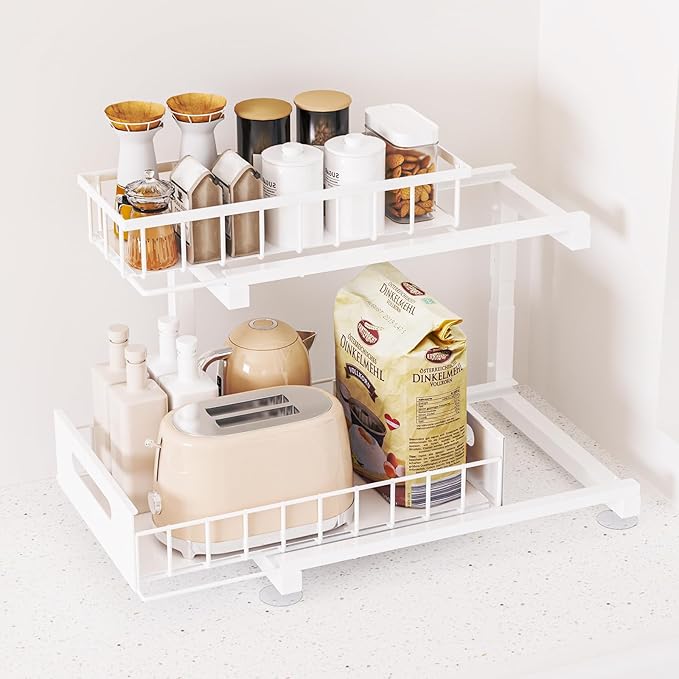 Under Sink Organizer, Heavy Duty Metal Pull Out Cabinet Organizer Slide Out - Image 7