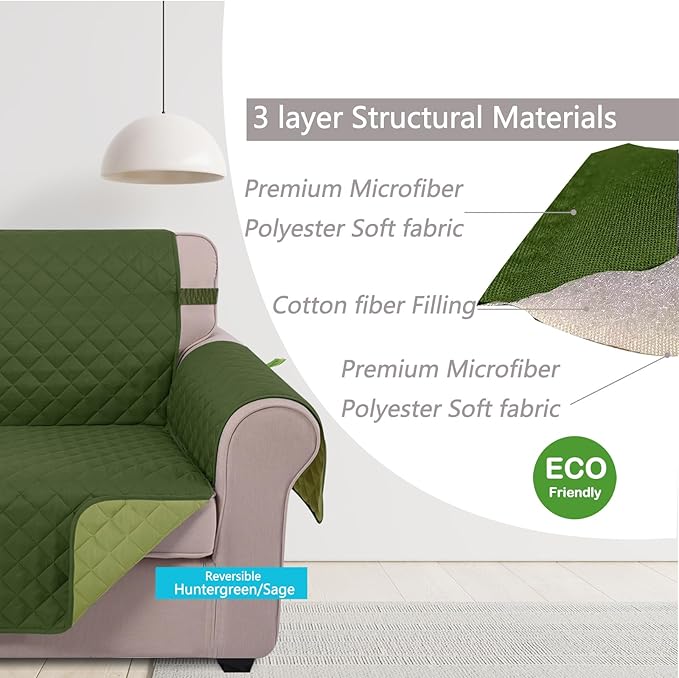 U-NICE HOME Recliner Chair Covers Reversible Quilted Water Repellent Pet - Image 5