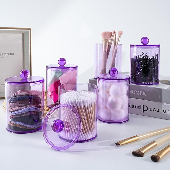 XIPENGKEJI 4 Pack Qtip Holder, Canister Apothecary Jar Set, Bathroom Jars - Image 7
