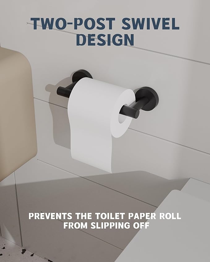 RARXTR Matte Black Toilet Paper Holder SUS304 Stainless Steel Double Post - Image 4