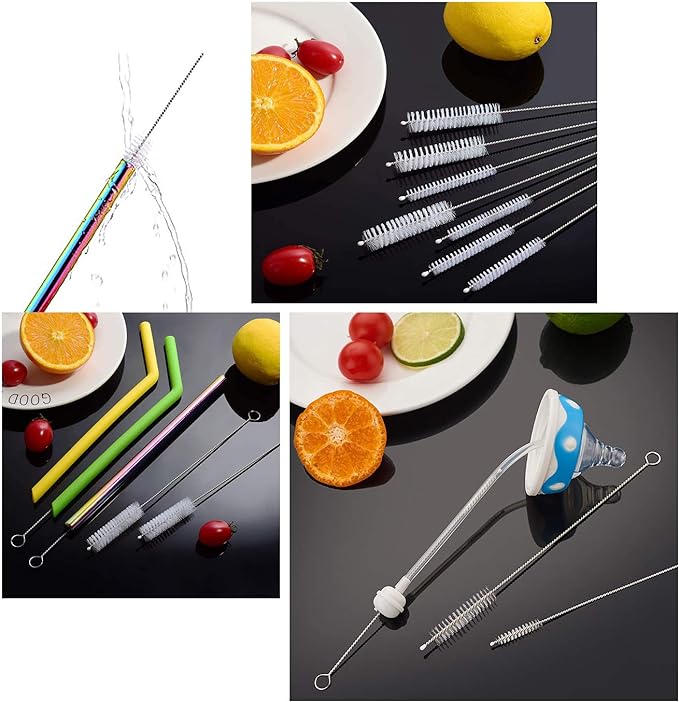 Long Straw Brush, Nylon Pipe Tube Cleaner 8-ihch 10 Different Diameters Set of - Image 2