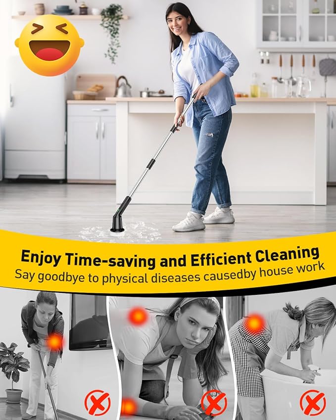 Electric Spin Scrubber for Cleaning Bathroom, Shower Scrubber Rotary Floor - Image 2
