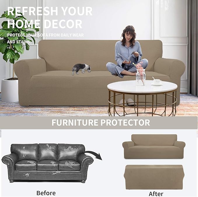 Easy-Going Stretch 4 Seater Sofa Slipcover 1-Piece Sofa Cover Furniture - Image 4