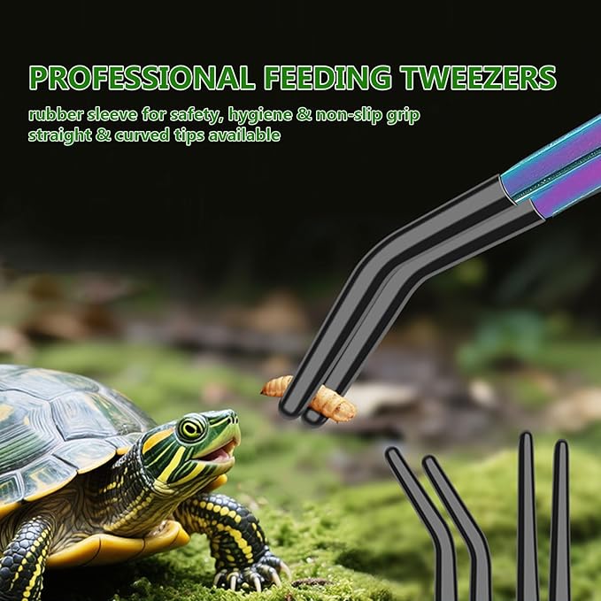 3 PACK Stainless Steel Reptile Feeding Tongs, 10.62" Straight &Curved Long - Image 8
