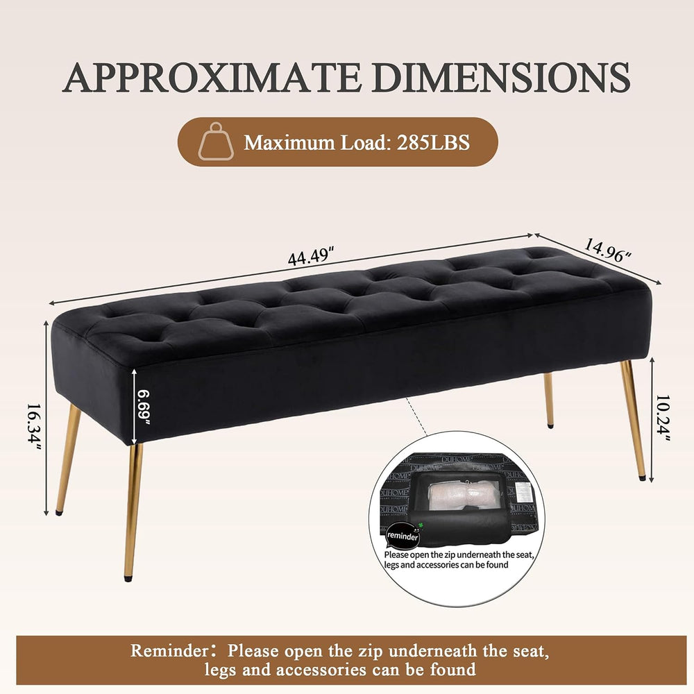 DUHOME Button-Tufted Ottoman Bench, Upholstered Bedroom Benches Velvet Footre...
