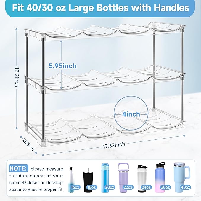 Larger Water Bottle Organizer for Stanley 40 oz Tumbler, Stackable Water Bottle - Image 3