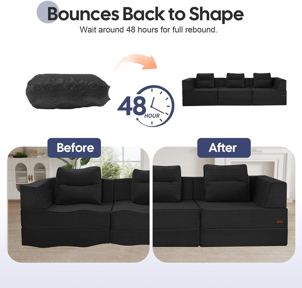 COMAX Futon Sofa Bed, Convertible Sofa Bed, Folding Boneless Couches