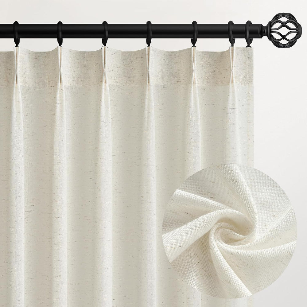 Topfinel Natural Pinch Pleated Linen Curtains 84 Inch Length 2 Panels for Bed...