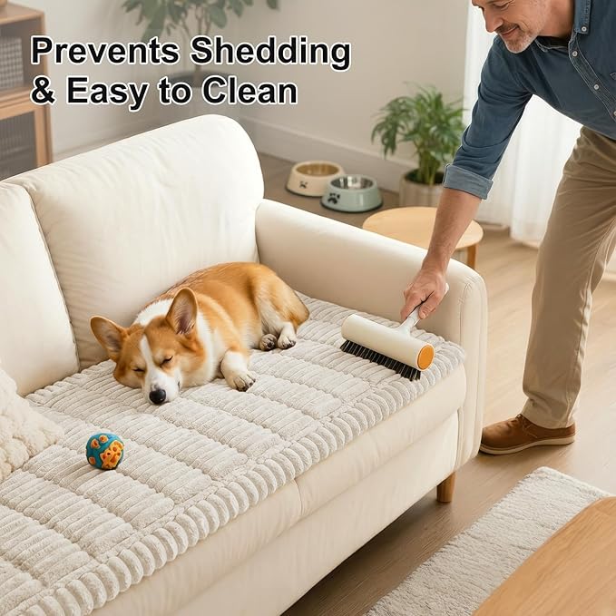 Smiry Couch Cover for Dogs Washable, Non Slip Fuzzy Pet Couch Covers for 3 - Image 6