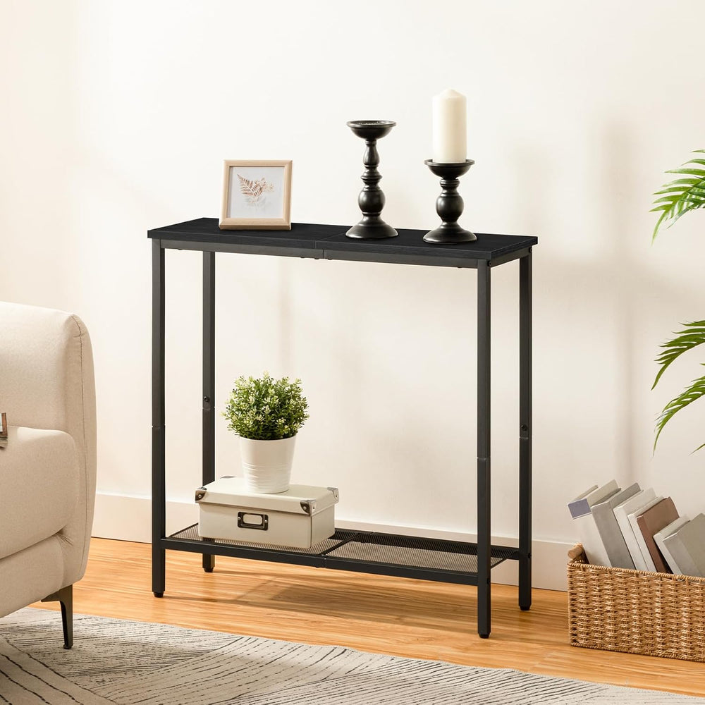 HOOBRO 29.5" Narrow Console Table, Small Entryway Table, 2 Tier Sofa Table