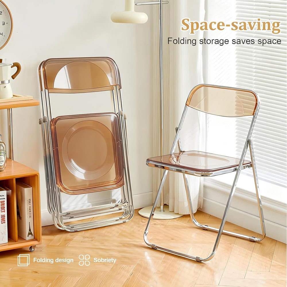 4 Pack Acrylic Folding Chair,Brown
