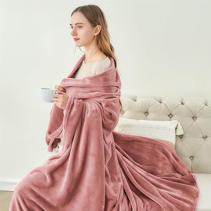 BEDELITE Fleece Blanket Twin Size Dusty Pink Throw Blankets - Image 4